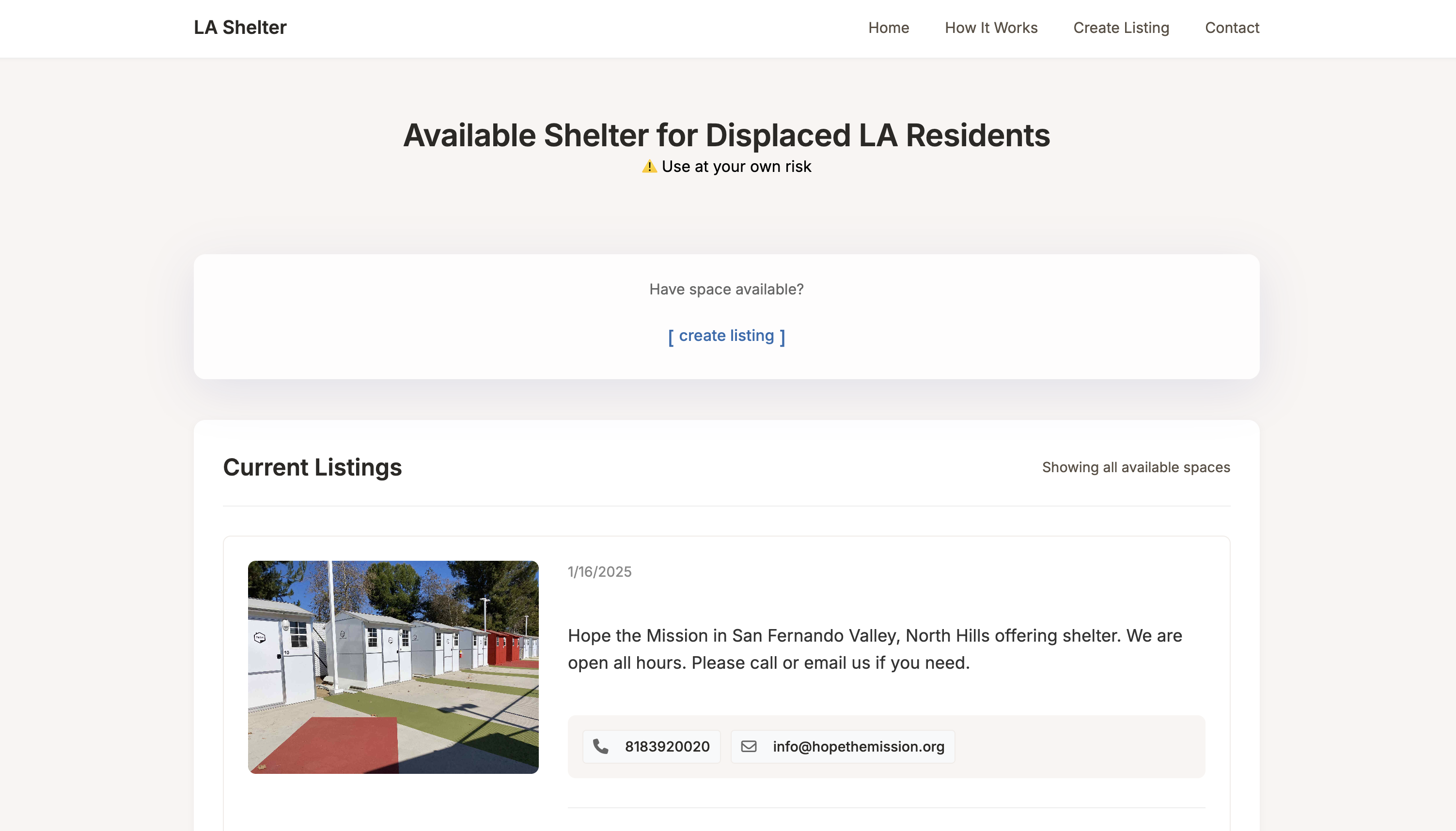 LA Shelter Platform